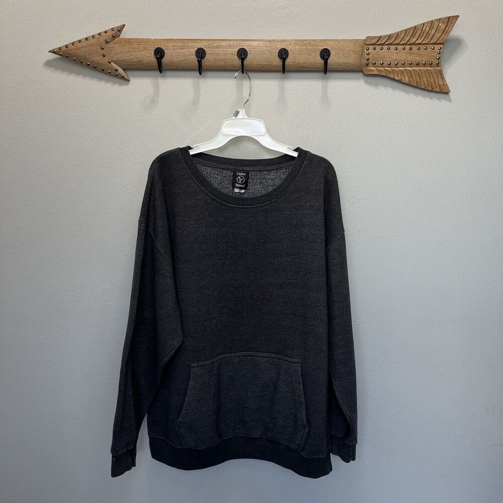 Valani Apparel | Gray Pique Front Pocket Long Sleeve Textured Sweater XL